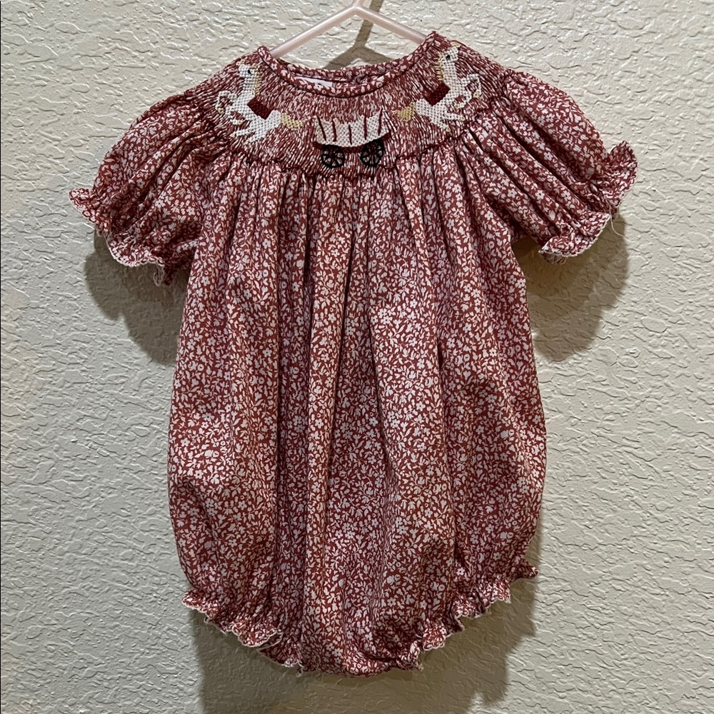 Ruth and Ralph smocked horse and wagon bubble size 6M